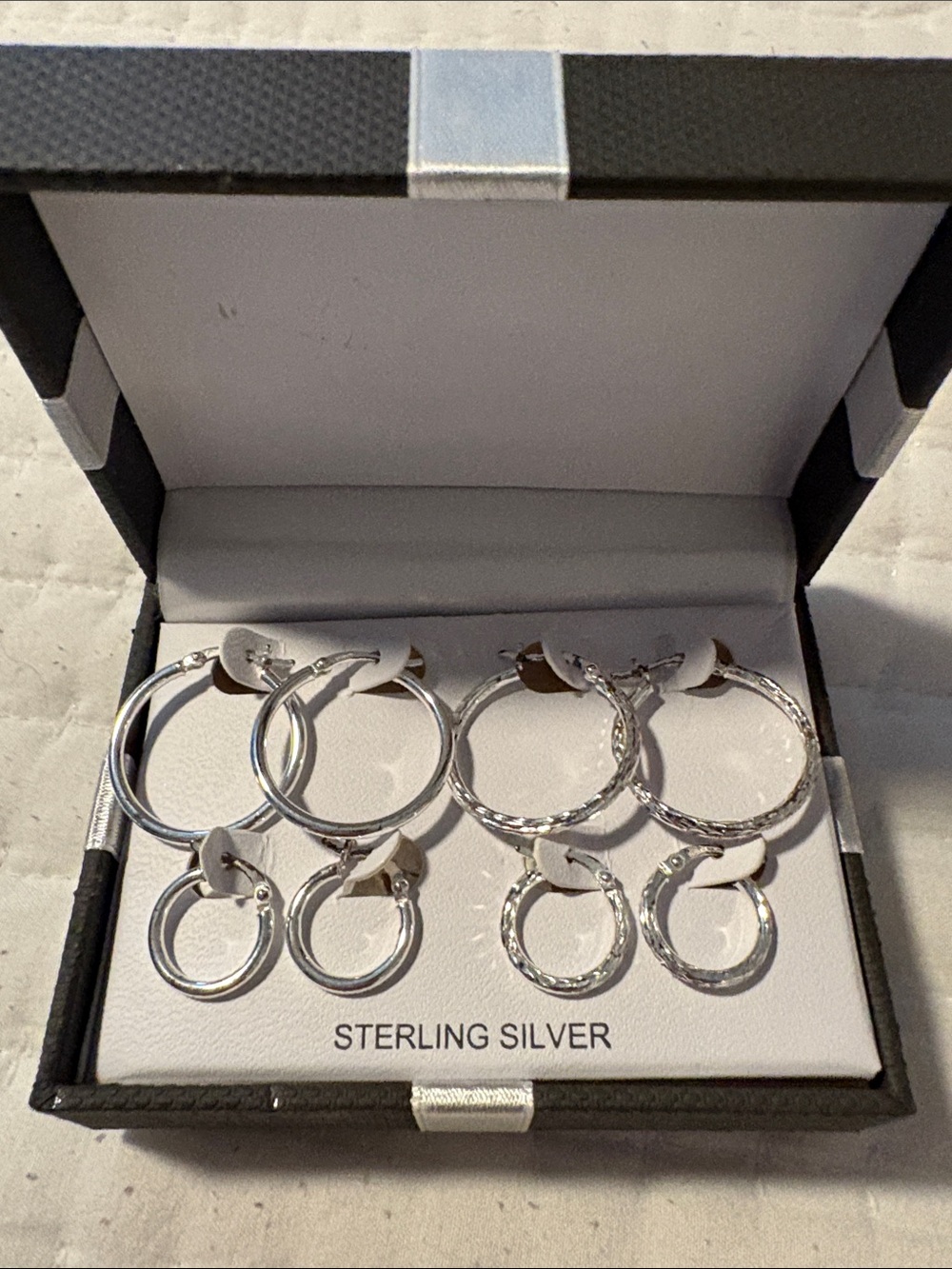 Silver Jeans Sterling Silver Hoop Earring Set - Shiny Silver
